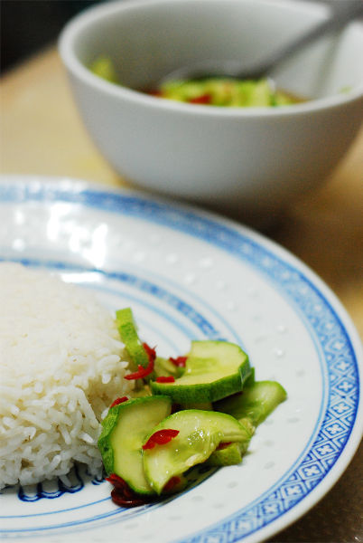 Pickled Cucumber With Chili Serve With Rice